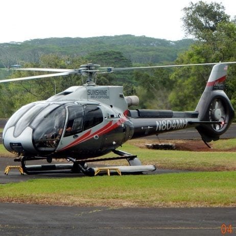 Sunshine Helicopters ready for a 60 Minute Circle Island helicopter tour in Maui.