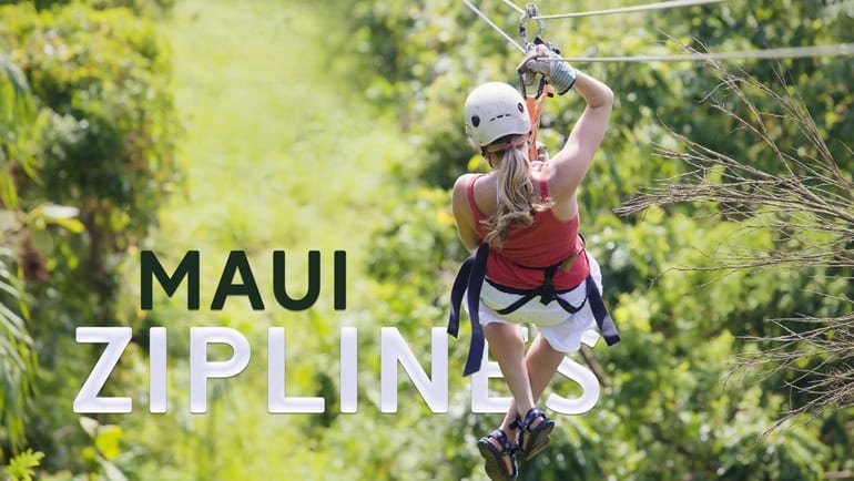 Woman on zipline adventure on Maui