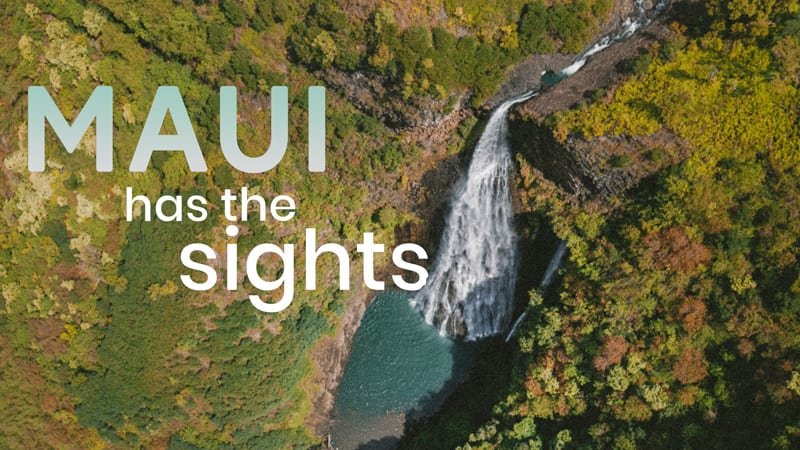 Arial view of Maui waterfalls