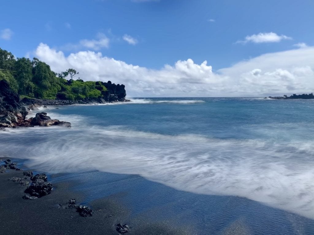 black sand beach